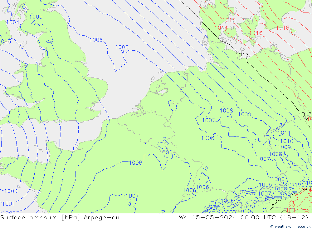 Bodendruck Arpege-eu Mi 15.05.2024 06 UTC