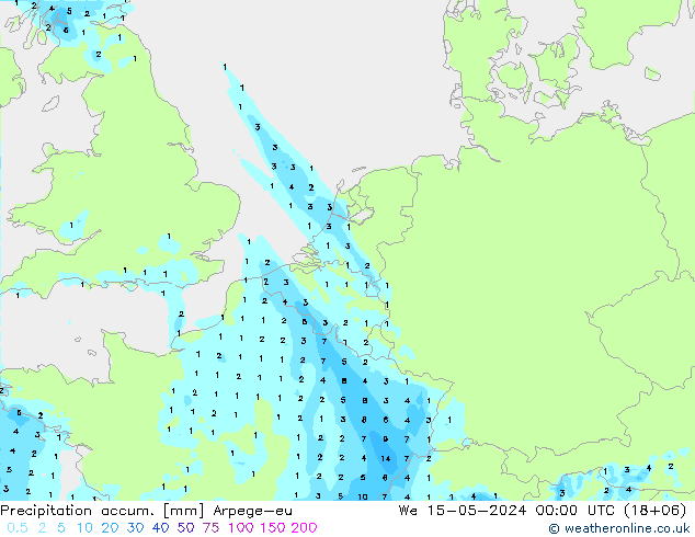 Precipitation accum. Arpege-eu We 15.05.2024 00 UTC