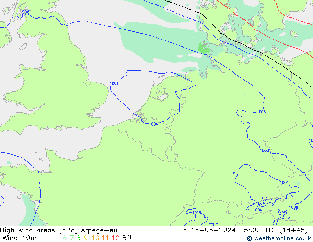 High wind areas Arpege-eu  16.05.2024 15 UTC