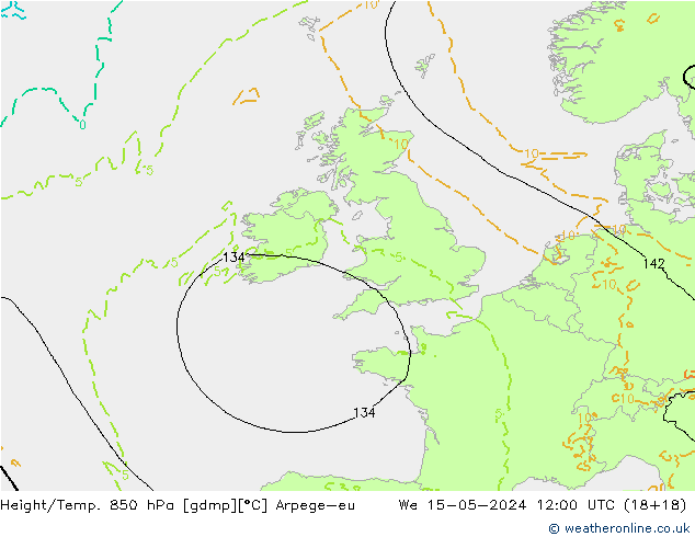 Yükseklik/Sıc. 850 hPa Arpege-eu Çar 15.05.2024 12 UTC
