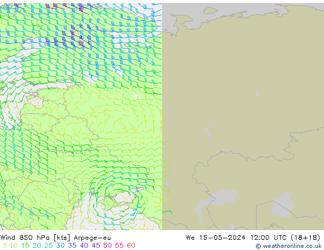 Wind 850 hPa Arpege-eu We 15.05.2024 12 UTC