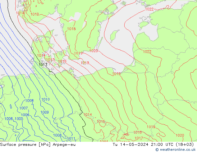 Yer basıncı Arpege-eu Sa 14.05.2024 21 UTC