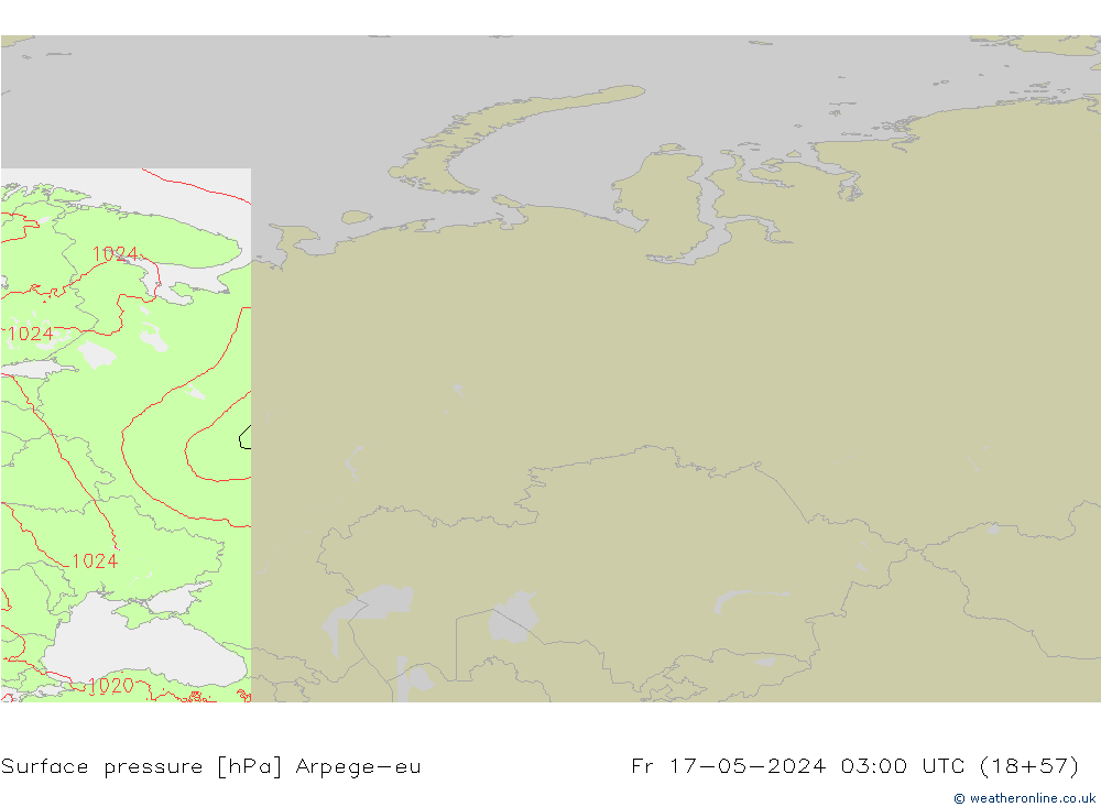 приземное давление Arpege-eu пт 17.05.2024 03 UTC