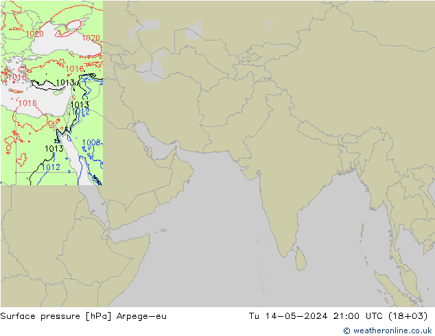 地面气压 Arpege-eu 星期二 14.05.2024 21 UTC