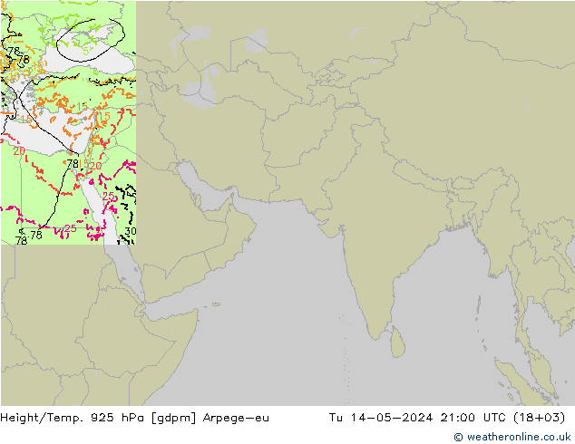 Height/Temp. 925 hPa Arpege-eu 星期二 14.05.2024 21 UTC