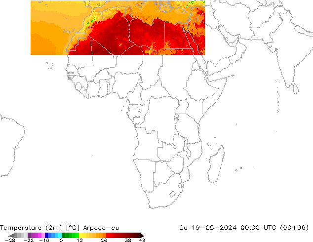 карта температуры Arpege-eu Вс 19.05.2024 00 UTC