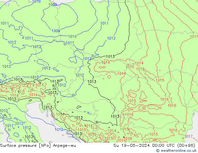 Pressione al suolo Arpege-eu dom 19.05.2024 00 UTC
