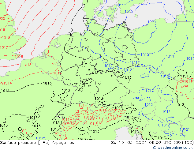 приземное давление Arpege-eu Вс 19.05.2024 06 UTC