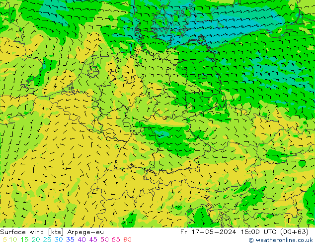 Surface wind Arpege-eu Fr 17.05.2024 15 UTC