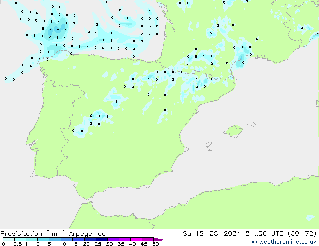 precipitação Arpege-eu Sáb 18.05.2024 00 UTC