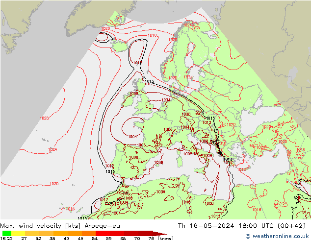 Windböen Arpege-eu Do 16.05.2024 18 UTC