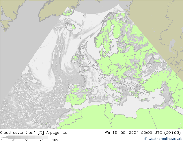Nuages (bas) Arpege-eu mer 15.05.2024 03 UTC