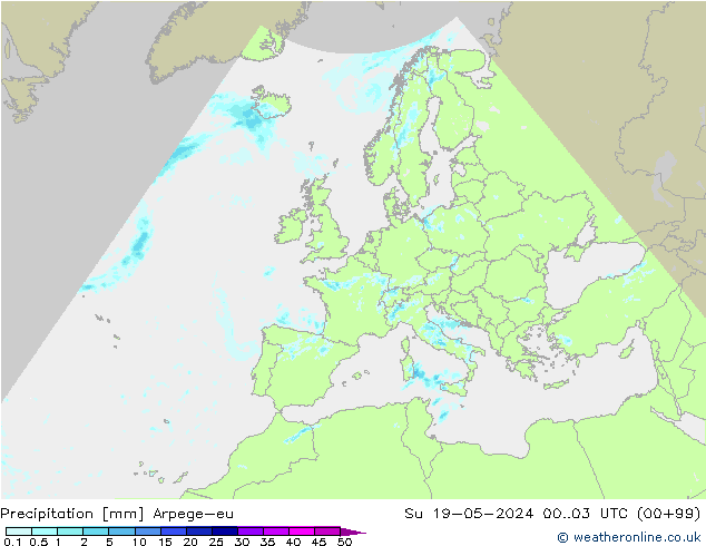 Niederschlag Arpege-eu So 19.05.2024 03 UTC