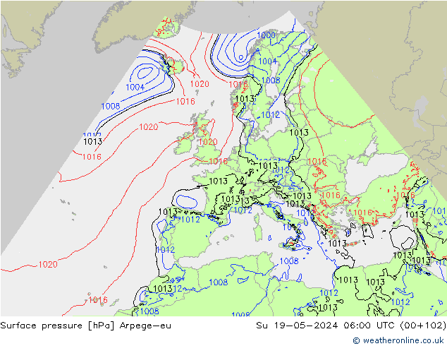Luchtdruk (Grond) Arpege-eu zo 19.05.2024 06 UTC
