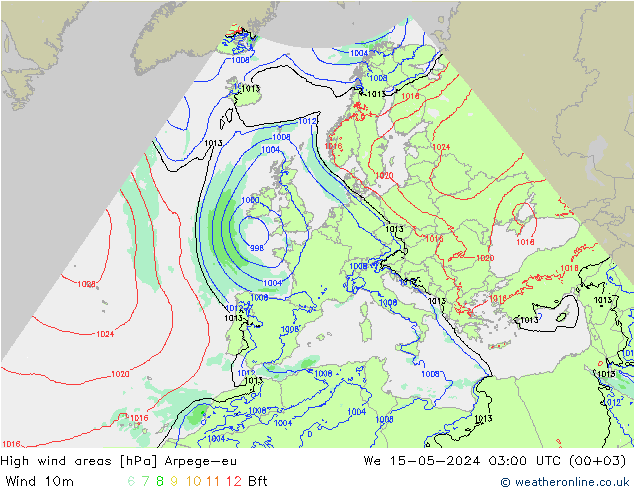 High wind areas Arpege-eu mié 15.05.2024 03 UTC