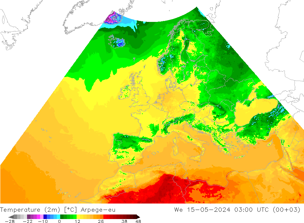 карта температуры Arpege-eu ср 15.05.2024 03 UTC