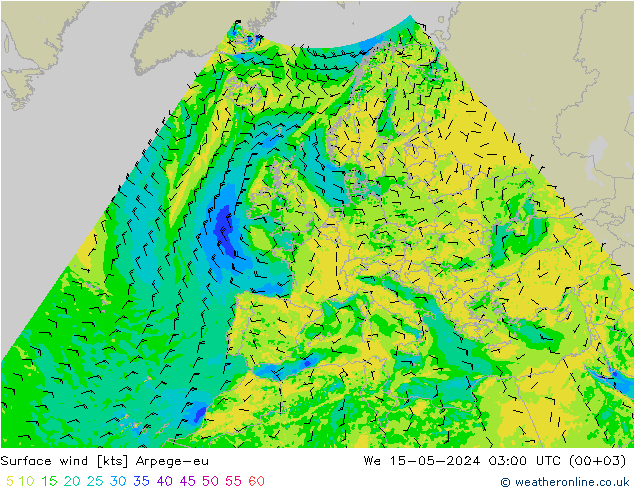 风 10 米 Arpege-eu 星期三 15.05.2024 03 UTC