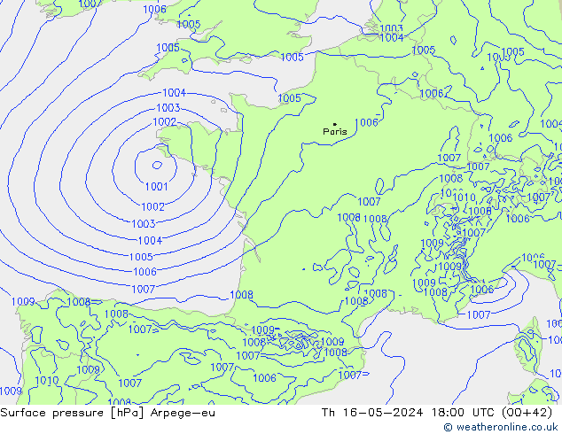 Luchtdruk (Grond) Arpege-eu do 16.05.2024 18 UTC