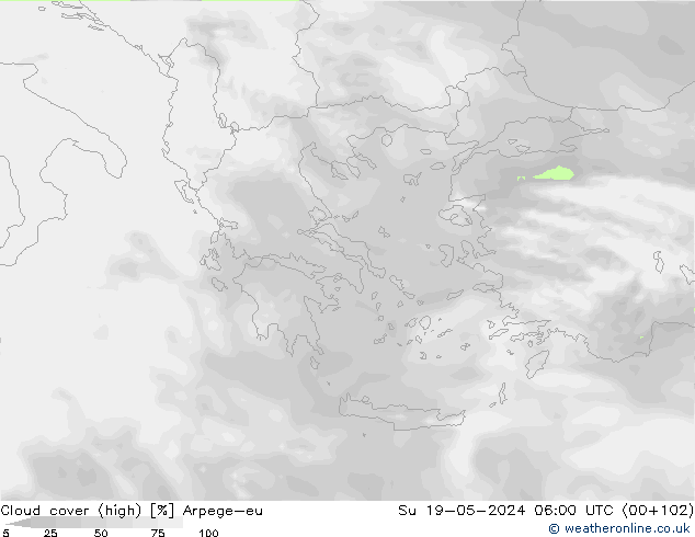 vysoký oblak Arpege-eu Ne 19.05.2024 06 UTC