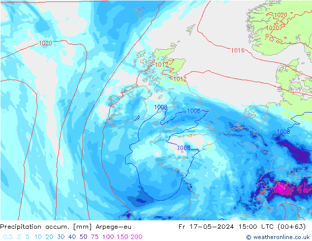 Precipitation accum. Arpege-eu пт 17.05.2024 15 UTC