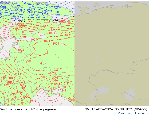 Luchtdruk (Grond) Arpege-eu wo 15.05.2024 03 UTC