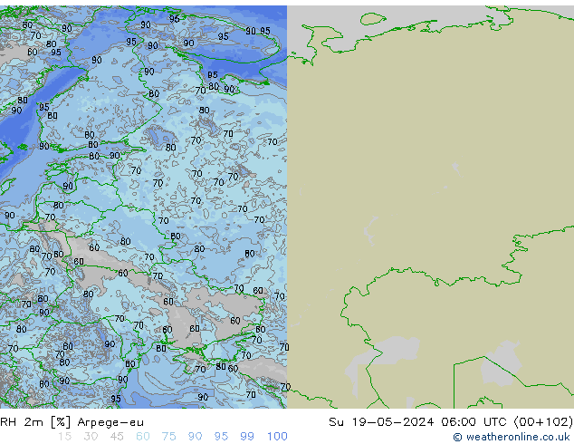RH 2m Arpege-eu dom 19.05.2024 06 UTC