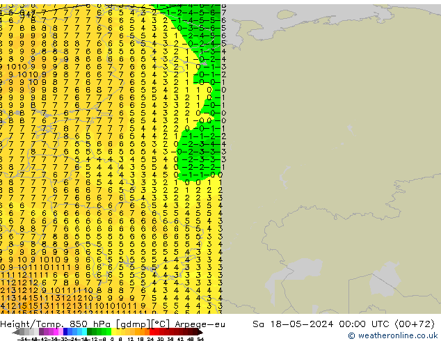 Height/Temp. 850 hPa Arpege-eu So 18.05.2024 00 UTC
