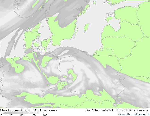 vysoký oblak Arpege-eu So 18.05.2024 18 UTC