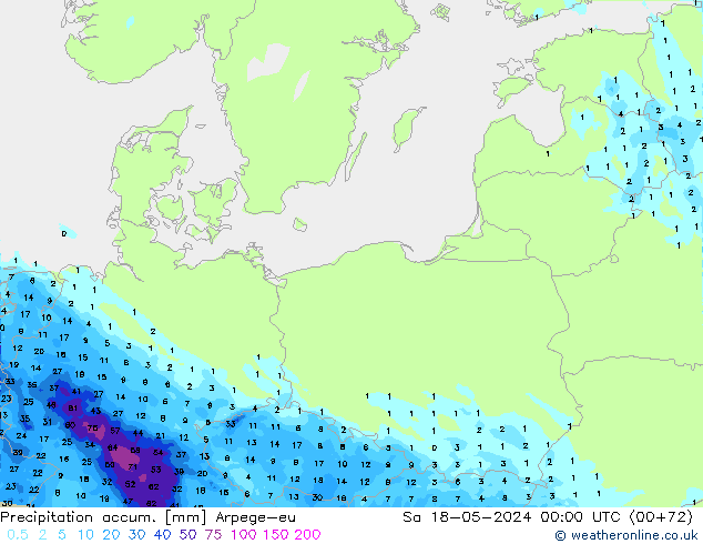 Toplam Yağış Arpege-eu Cts 18.05.2024 00 UTC