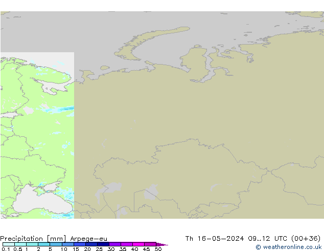 Precipitation Arpege-eu Th 16.05.2024 12 UTC