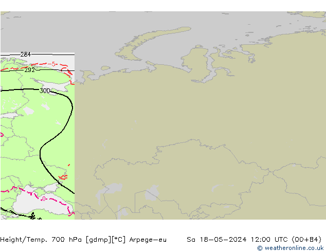 Height/Temp. 700 гПа Arpege-eu сб 18.05.2024 12 UTC