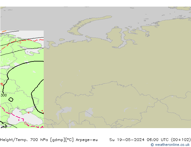 Height/Temp. 700 гПа Arpege-eu Вс 19.05.2024 06 UTC