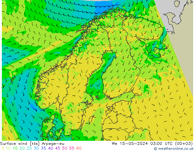 Wind 10 m Arpege-eu wo 15.05.2024 03 UTC