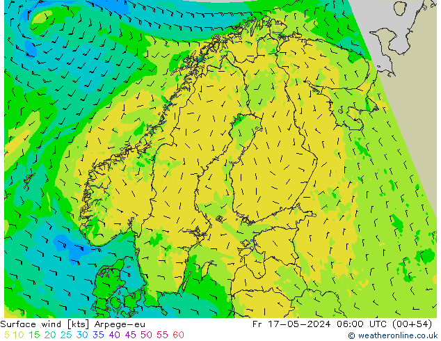 Surface wind Arpege-eu Pá 17.05.2024 06 UTC