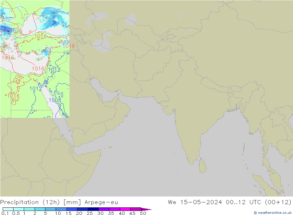 降水量 (12h) Arpege-eu 星期三 15.05.2024 12 UTC