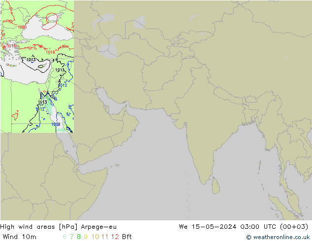 High wind areas Arpege-eu 星期三 15.05.2024 03 UTC