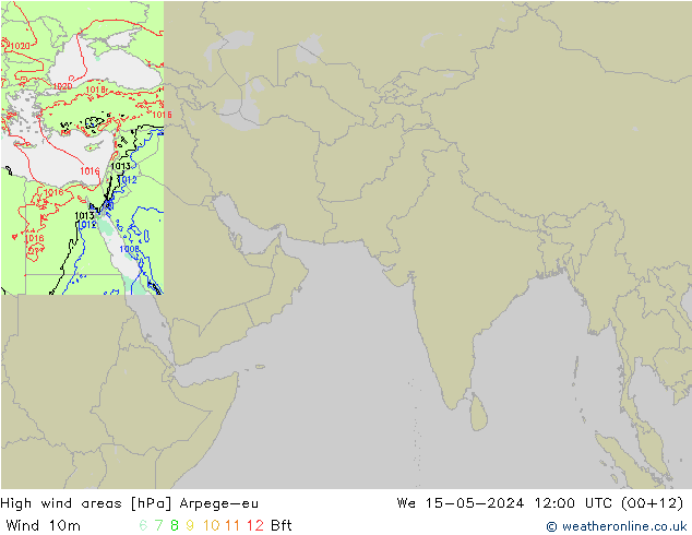 High wind areas Arpege-eu 星期三 15.05.2024 12 UTC