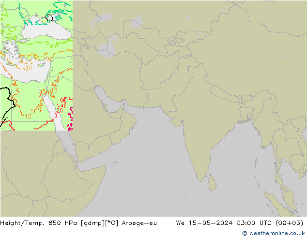 Height/Temp. 850 hPa Arpege-eu 星期三 15.05.2024 03 UTC