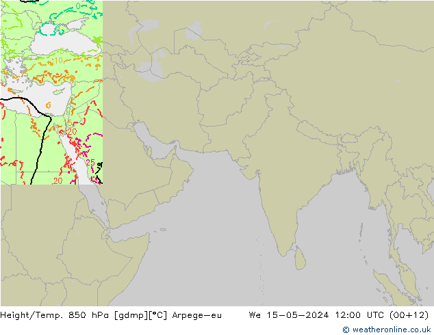 Height/Temp. 850 hPa Arpege-eu 星期三 15.05.2024 12 UTC