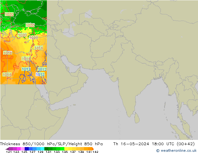 850-1000 hPa Kalınlığı Arpege-eu Per 16.05.2024 18 UTC