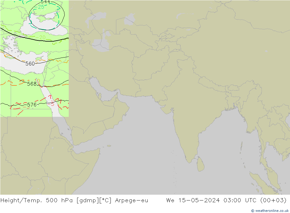 Height/Temp. 500 hPa Arpege-eu 星期三 15.05.2024 03 UTC