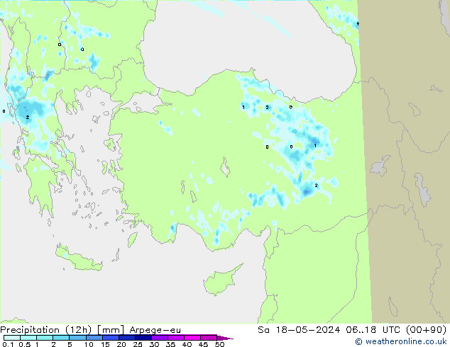 Totale neerslag (12h) Arpege-eu za 18.05.2024 18 UTC