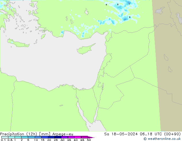 Yağış (12h) Arpege-eu Cts 18.05.2024 18 UTC