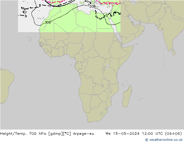 Yükseklik/Sıc. 700 hPa Arpege-eu Çar 15.05.2024 12 UTC