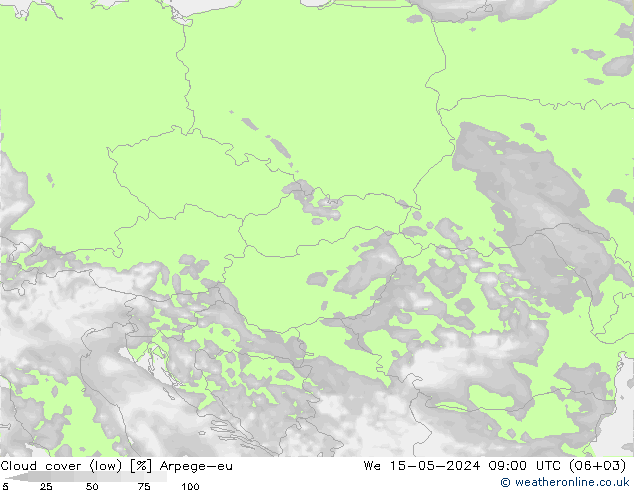 Bulutlar (düşük) Arpege-eu Çar 15.05.2024 09 UTC