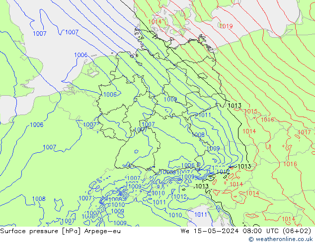 pression de l'air Arpege-eu mer 15.05.2024 08 UTC