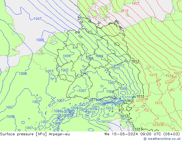 Bodendruck Arpege-eu Mi 15.05.2024 09 UTC