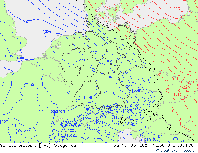 Luchtdruk (Grond) Arpege-eu wo 15.05.2024 12 UTC
