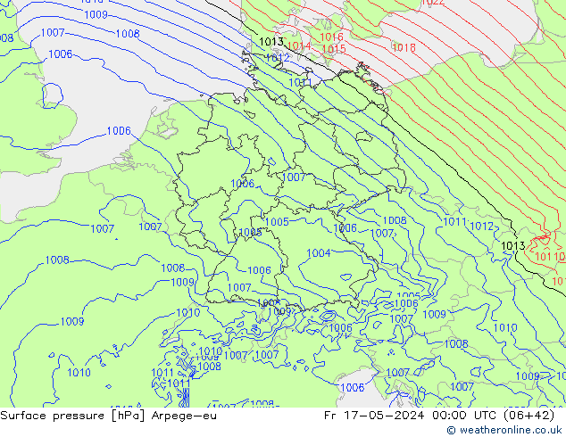 Presión superficial Arpege-eu vie 17.05.2024 00 UTC
