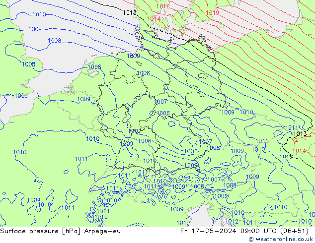 Surface pressure Arpege-eu Fr 17.05.2024 09 UTC